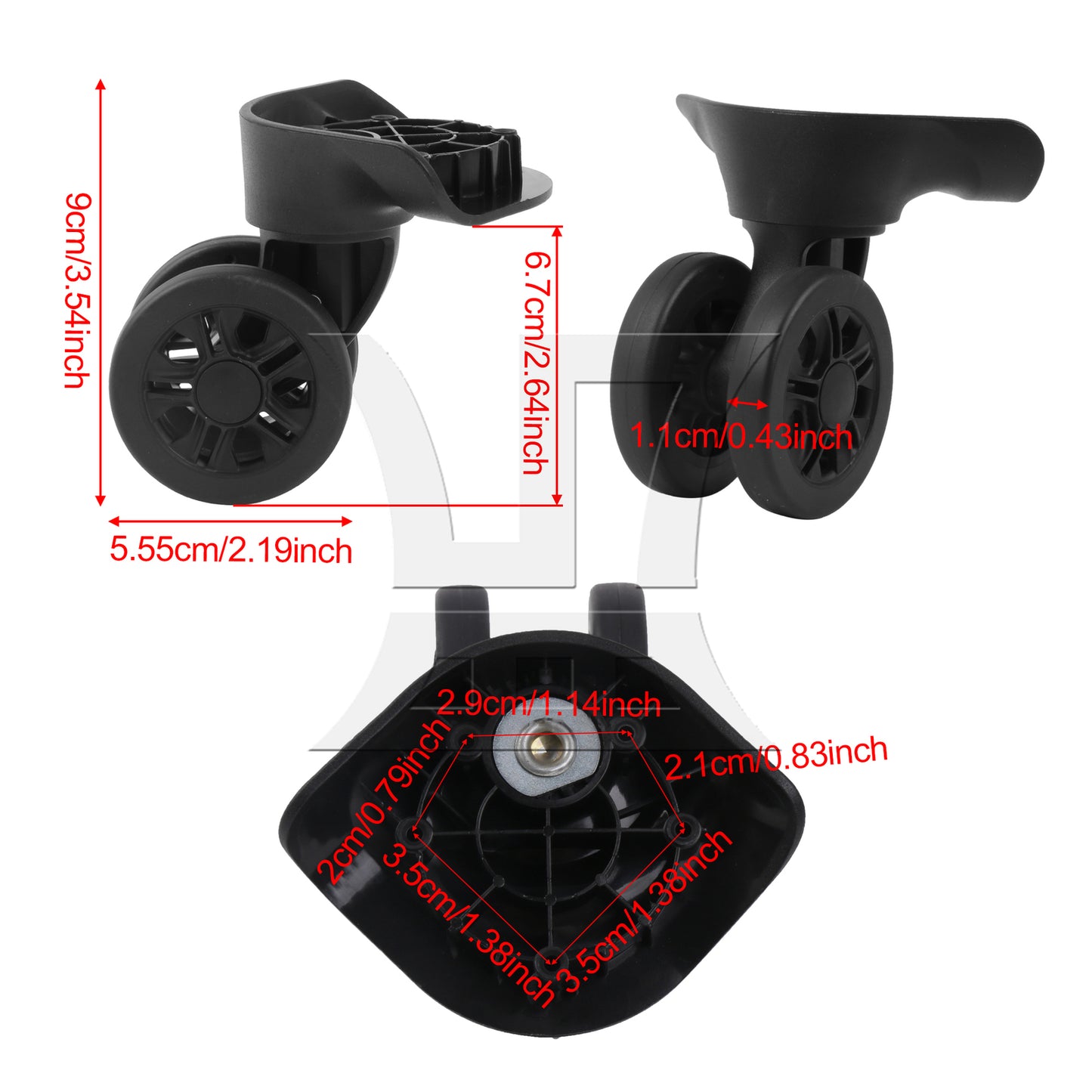 BQLZR 1pc Luggage Rotating Wheel W170 Black Left Wheel for DIY Replacement and Repair