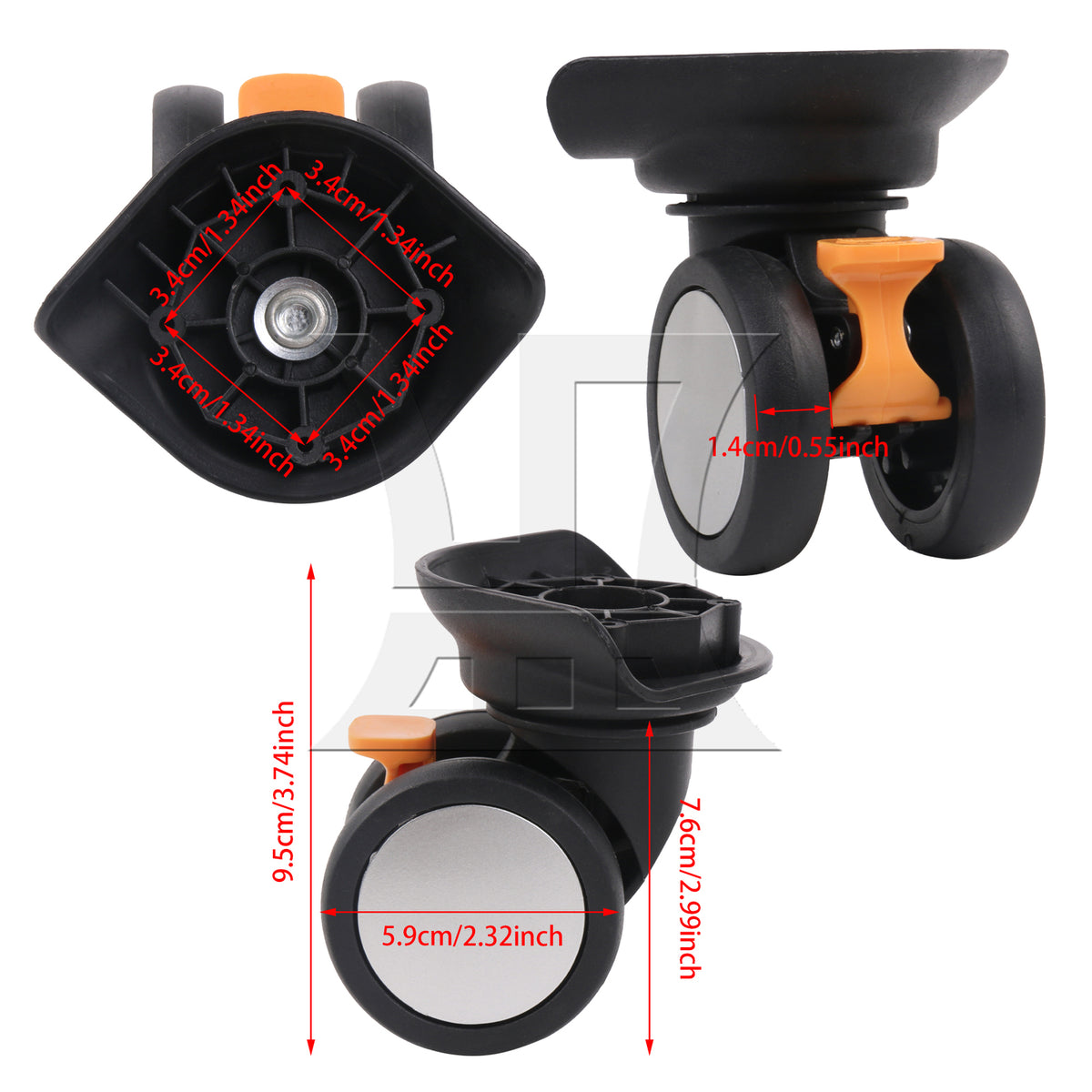 BQLZR 1pc Luggage Swivel Wheel Black Left Wheel for Hard Luggage Wheel