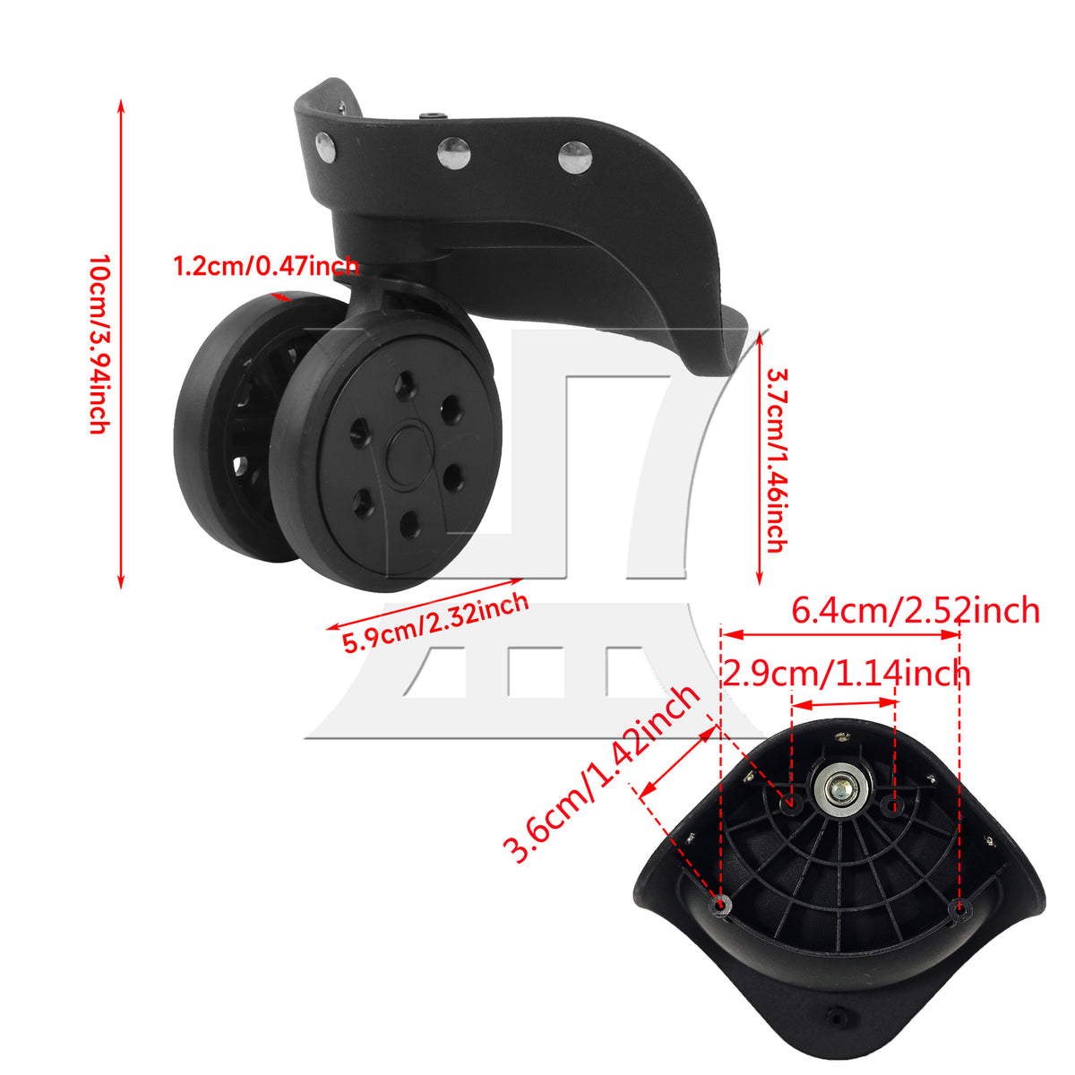 BQLZR 1pc Luggage Swivel Wheel Replacement W306 Black for Hard Luggage Casters