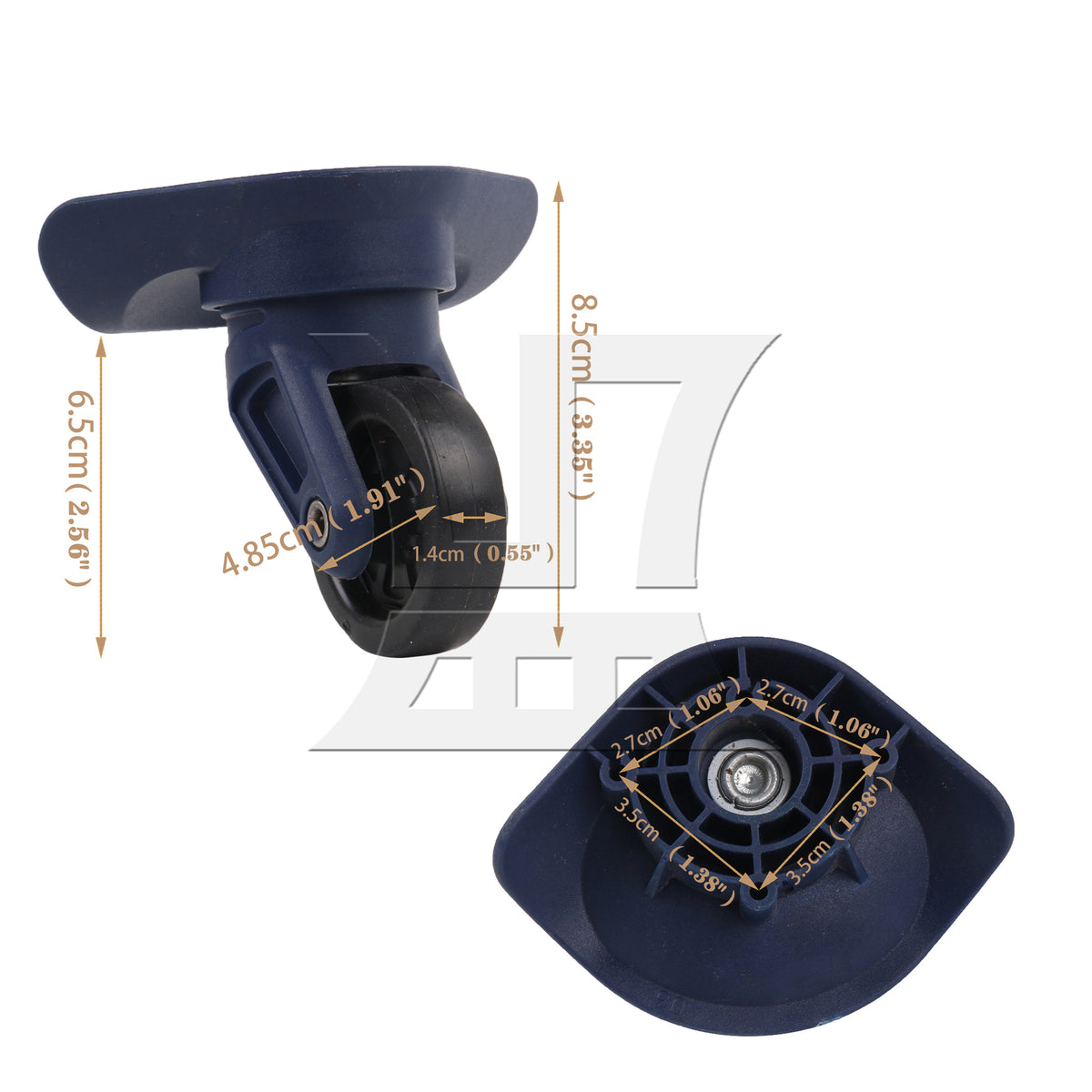 BQLZR 1pc Luggage Swivel Wheel W321 Blue for Hard Luggage Casters