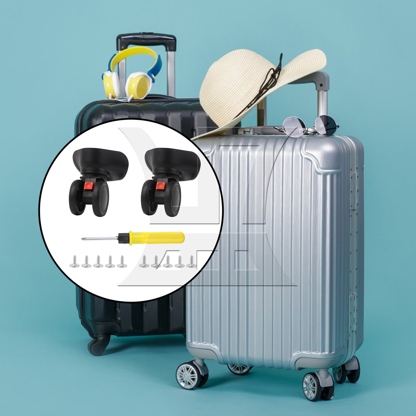 BQLZR Black Suitcase Swivel Wheels 106mm Plastic for Luggage Parts 603PT
