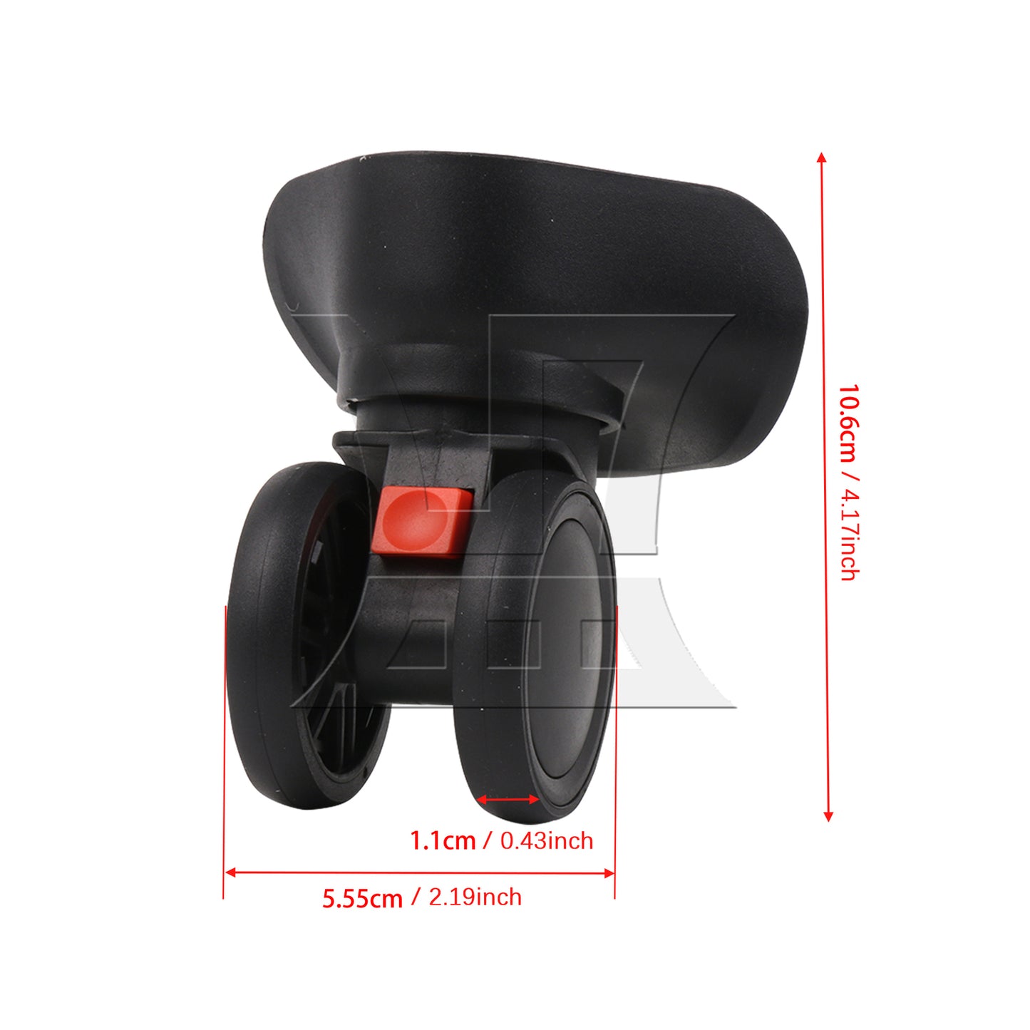 BQLZR Black Suitcase Swivel Wheels 106mm Plastic for Luggage Parts 603PT