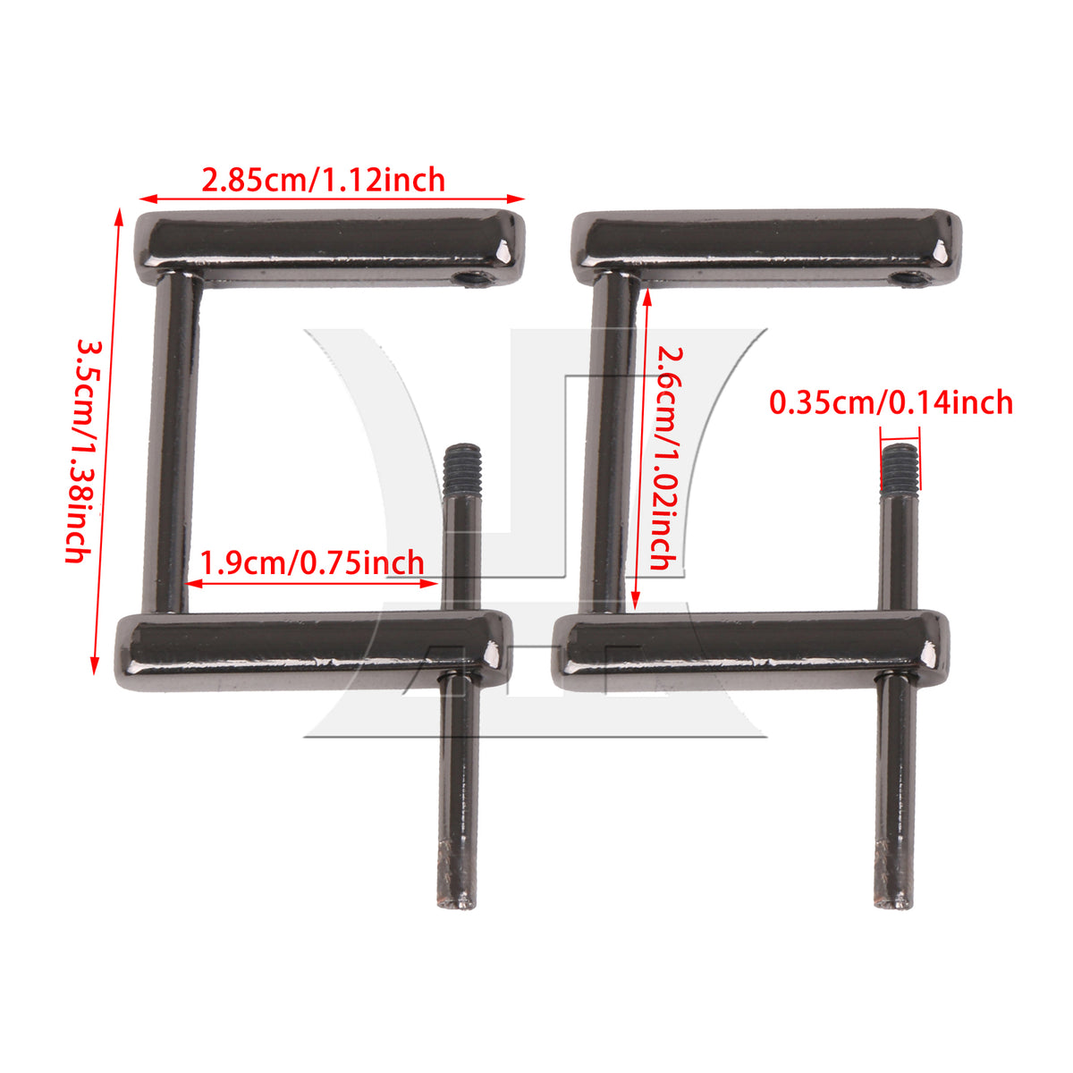 BQLZR 1pc Detachable Screw In Square Shackle 2.5cm Black Luggage Buckle