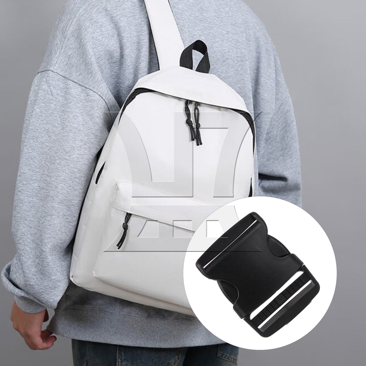 BQLZR 1pc Backpack Adjustable Plastic Quick Release Straps Buckles 7.8x6cm Black High-quality Material