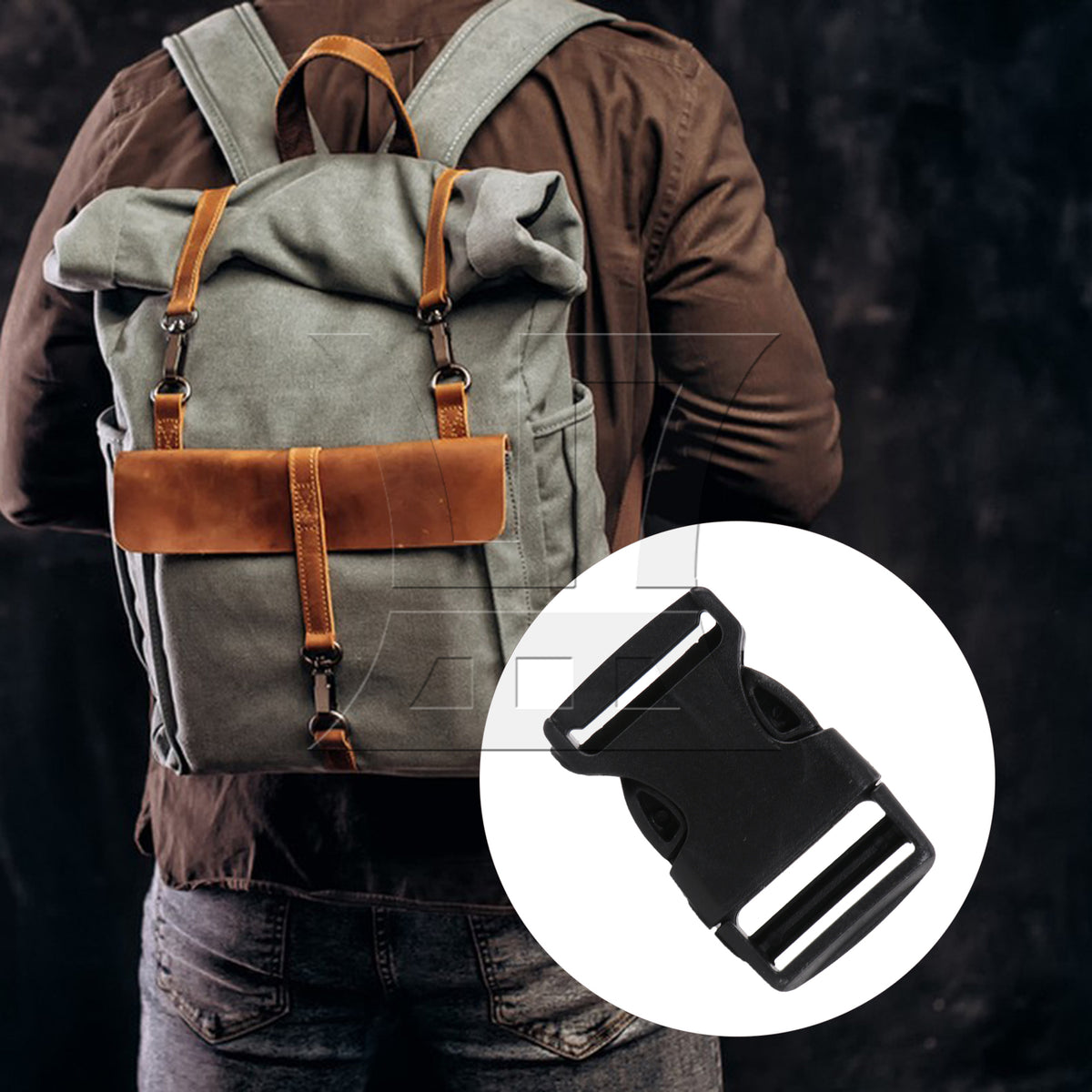 BQLZR 1pc Backpack Adjustable Plastic Quick Release Straps Buckles 5.25x3.1cm Black High-quality Material