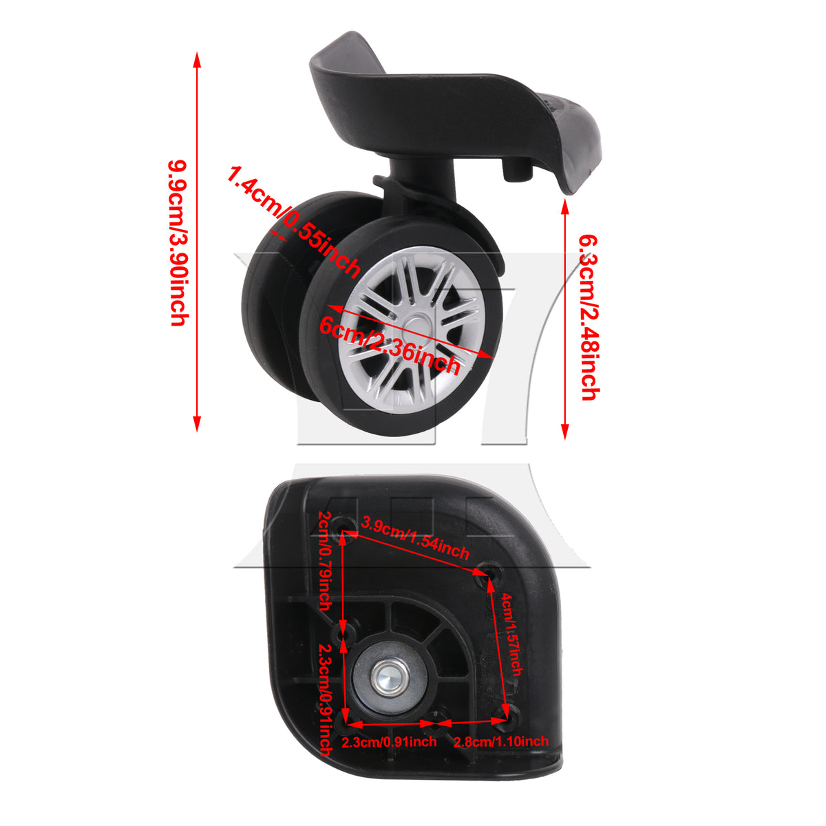 BQLZR 1pc Travel Baggage W164 Black Right Wheel for Repairing Travel Case Wheels