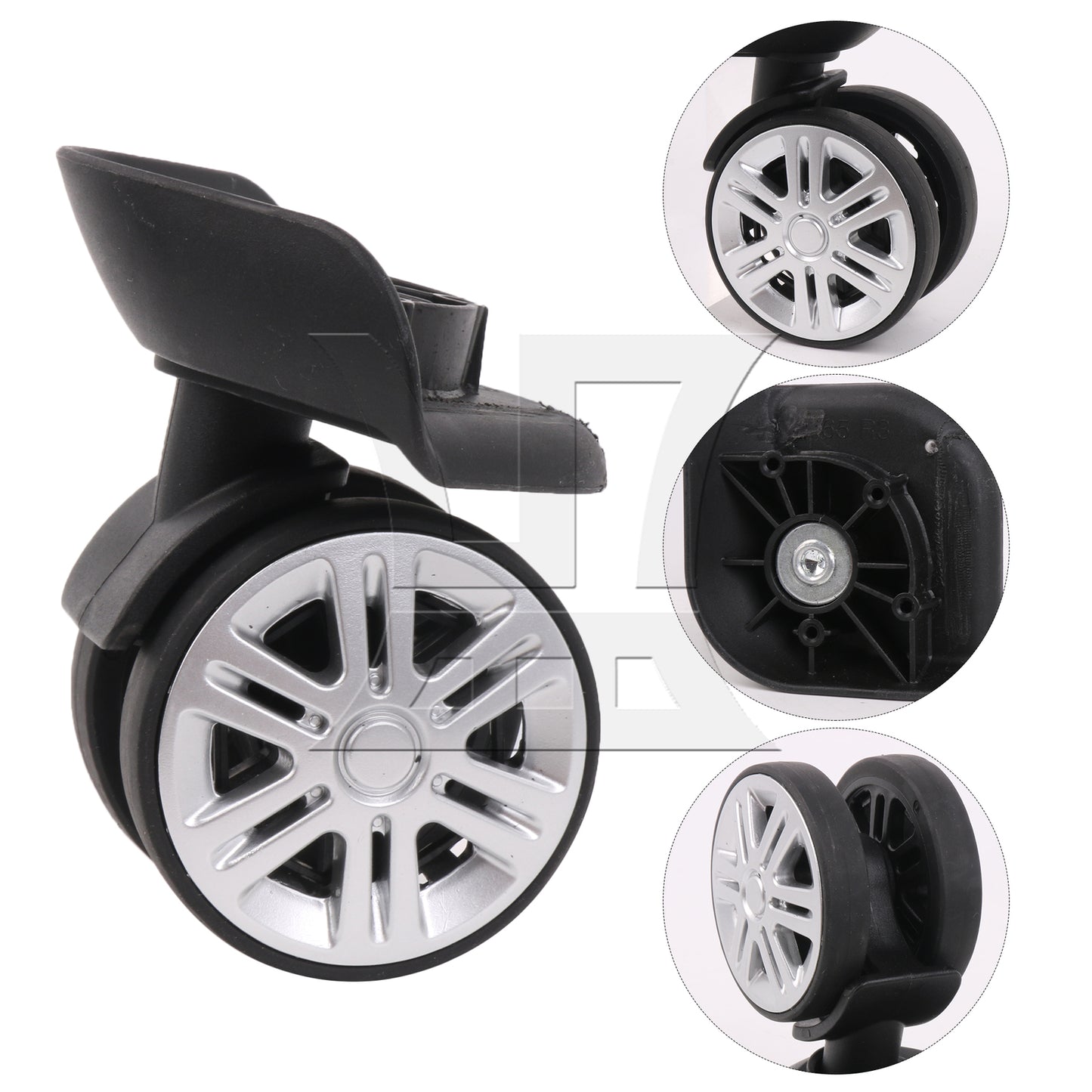BQLZR 1pc Travel Suitcase and Luggage W059 Black Right Wheel for Repairing Travel Case Wheels