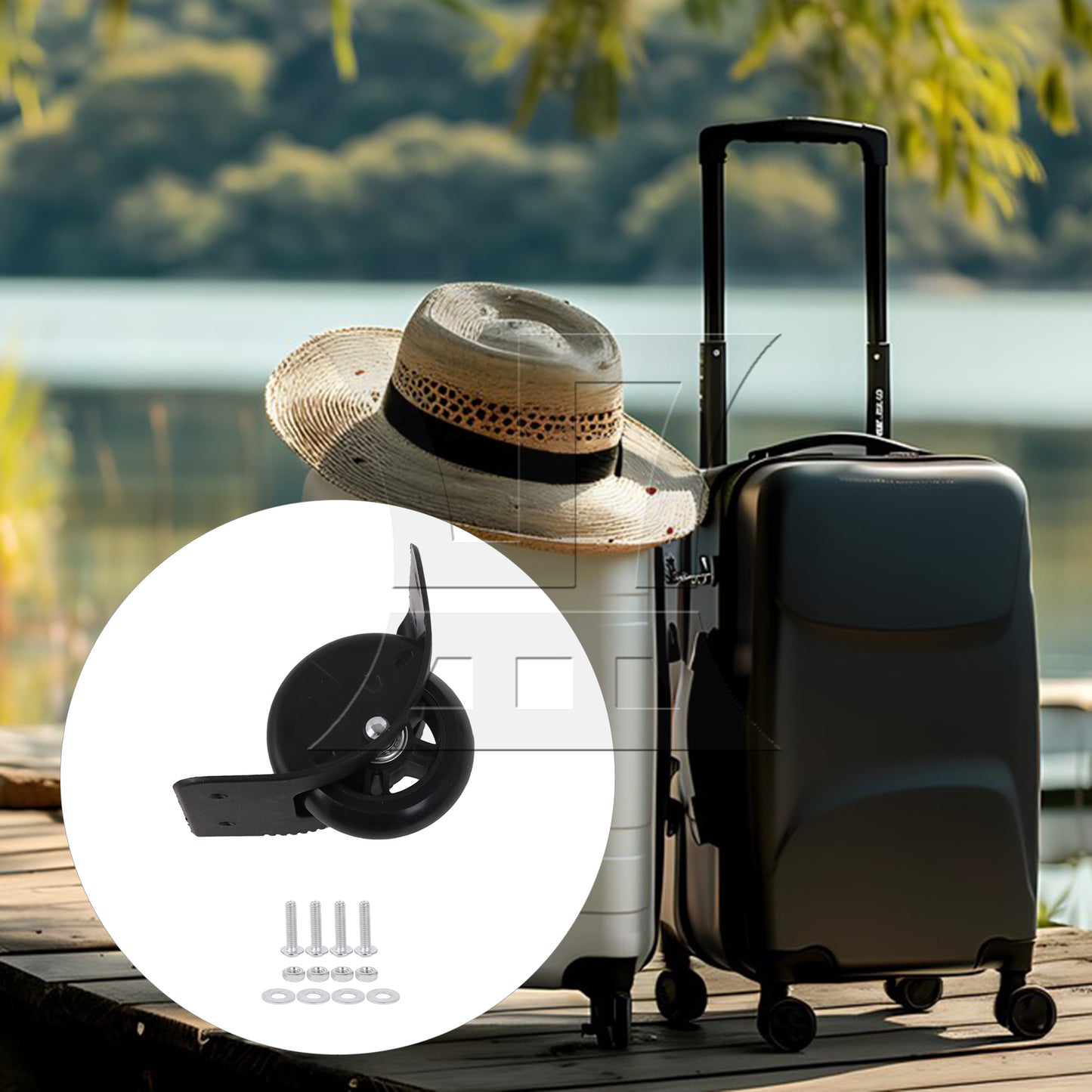 BQLZR 1pc Travel Luggage D003 Black Right Wheel for Repairing Travel Case Wheels