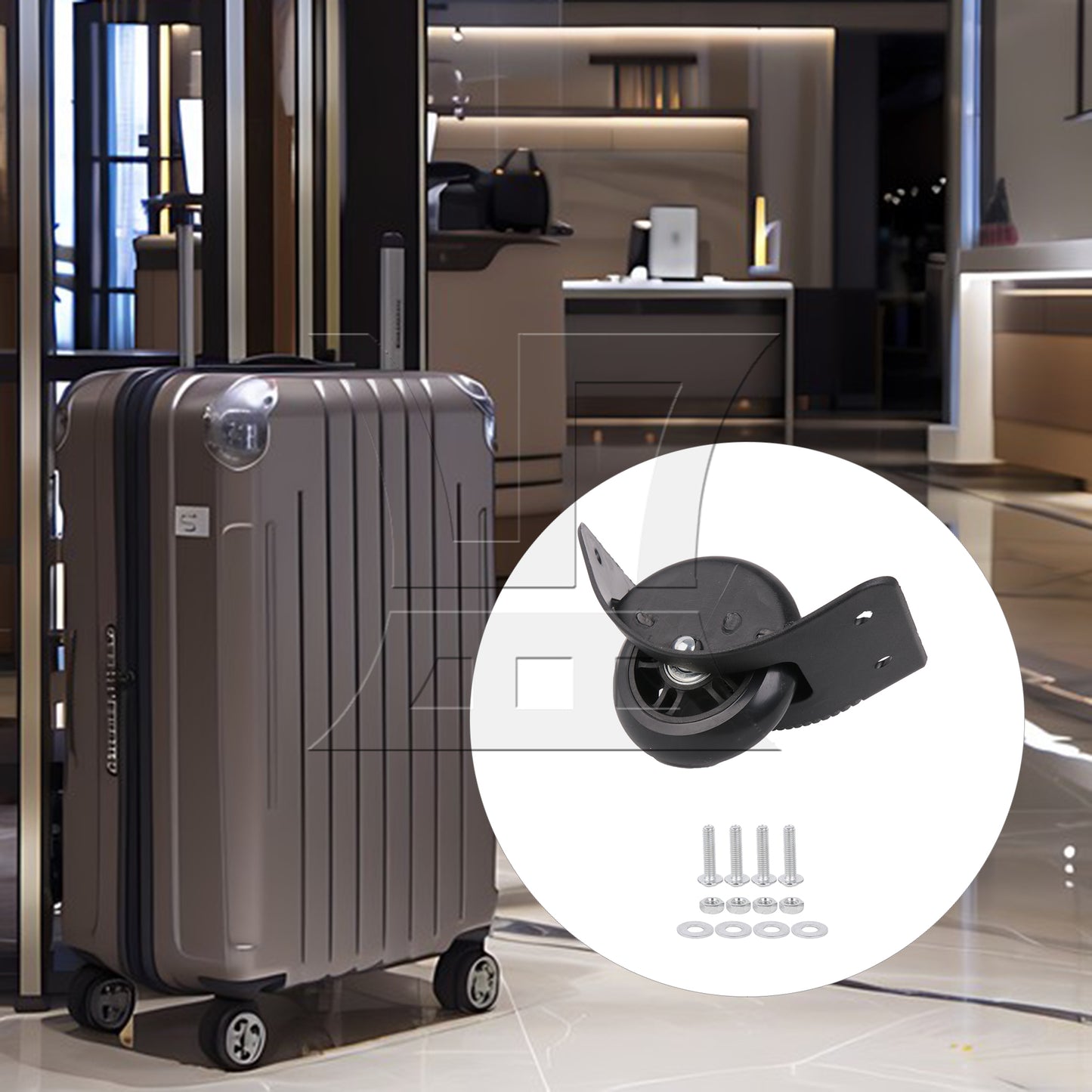 BQLZR 1pc Travel Luggage D003 Black Right Wheel for Repairing Travel Case Wheels