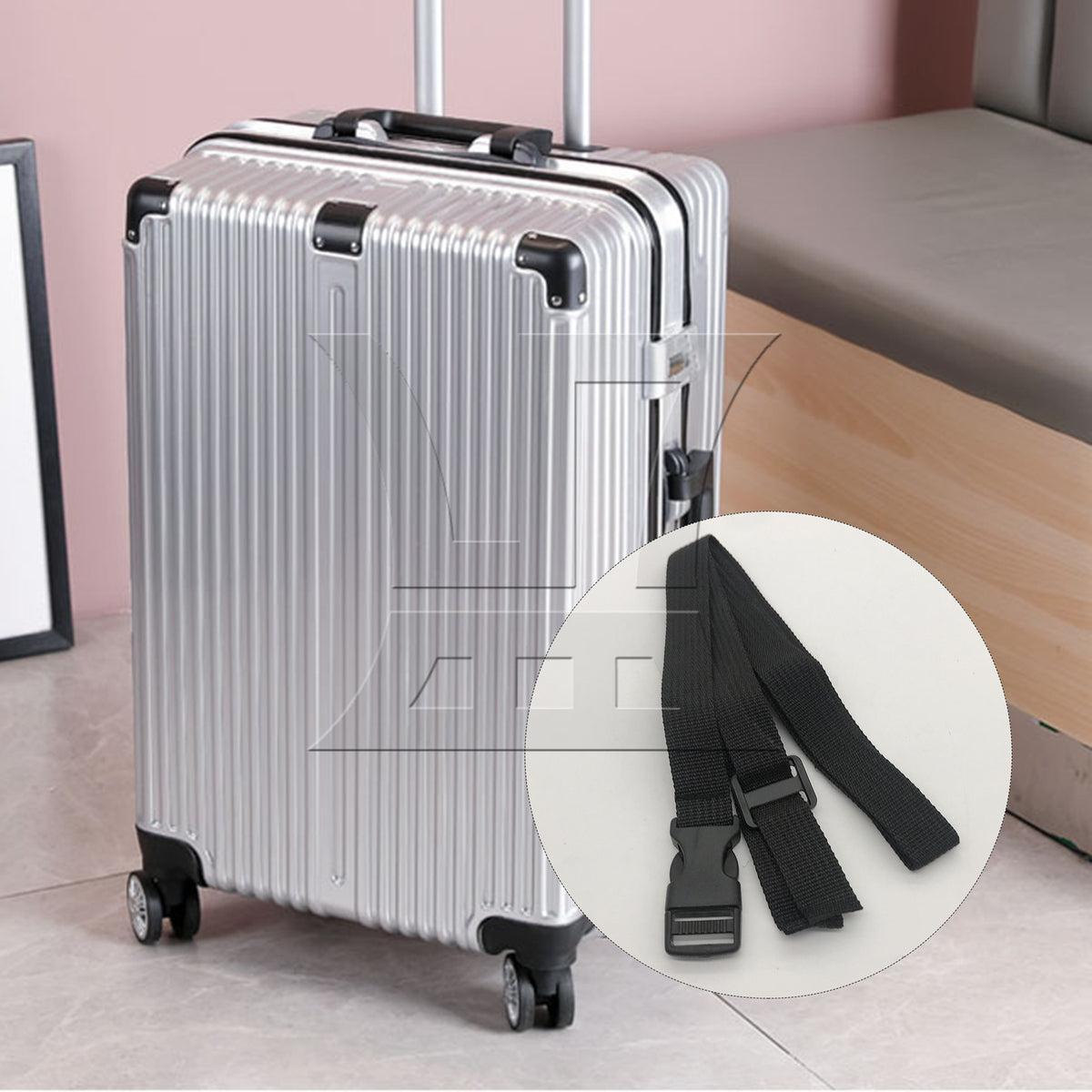 BQLZR 1pc Luggage Strap Width 2cm x Length 150cm No Elastic Black for Long-Distance Travel Business Travel