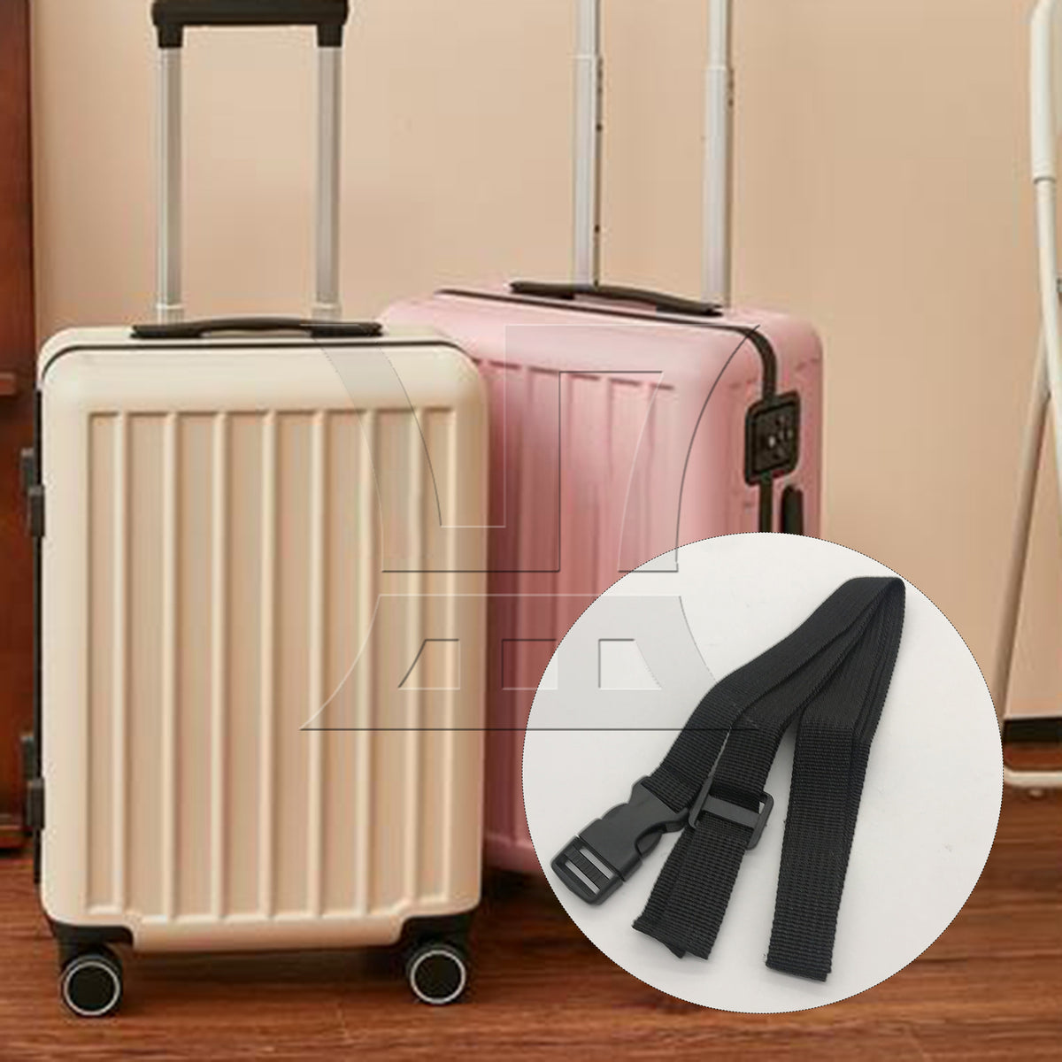 BQLZR 1pc Luggage Strap Width 2cm x Length 150cm No Elastic Black for Long-Distance Travel Business Travel