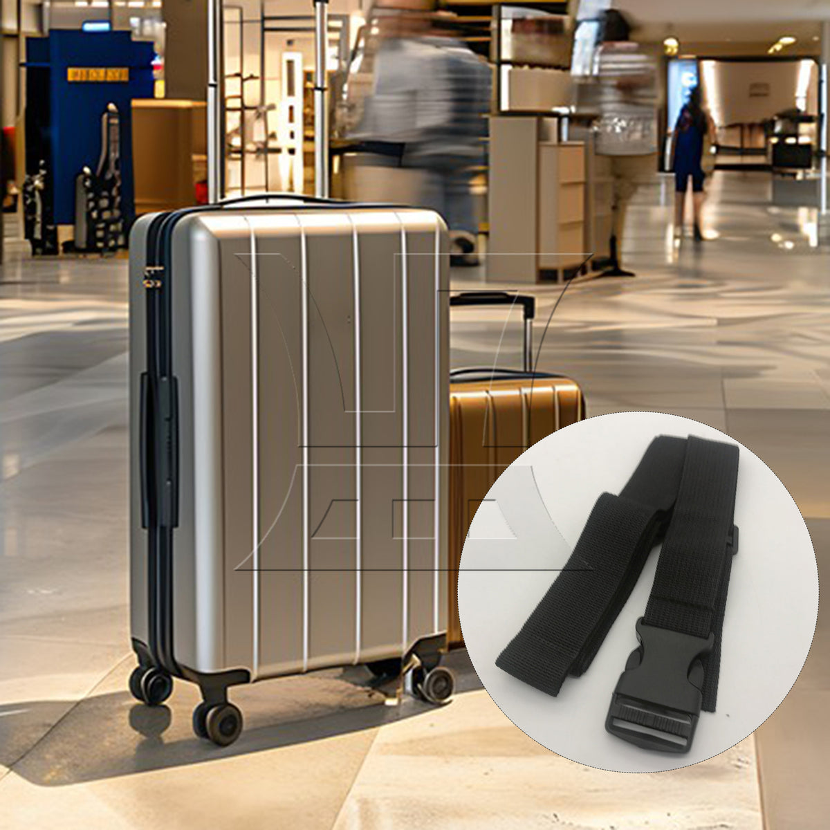 BQLZR 1pc Luggage Strap Width 3cm x Length 150cm No Elastic Black for Long-Distance Travel Business Travel