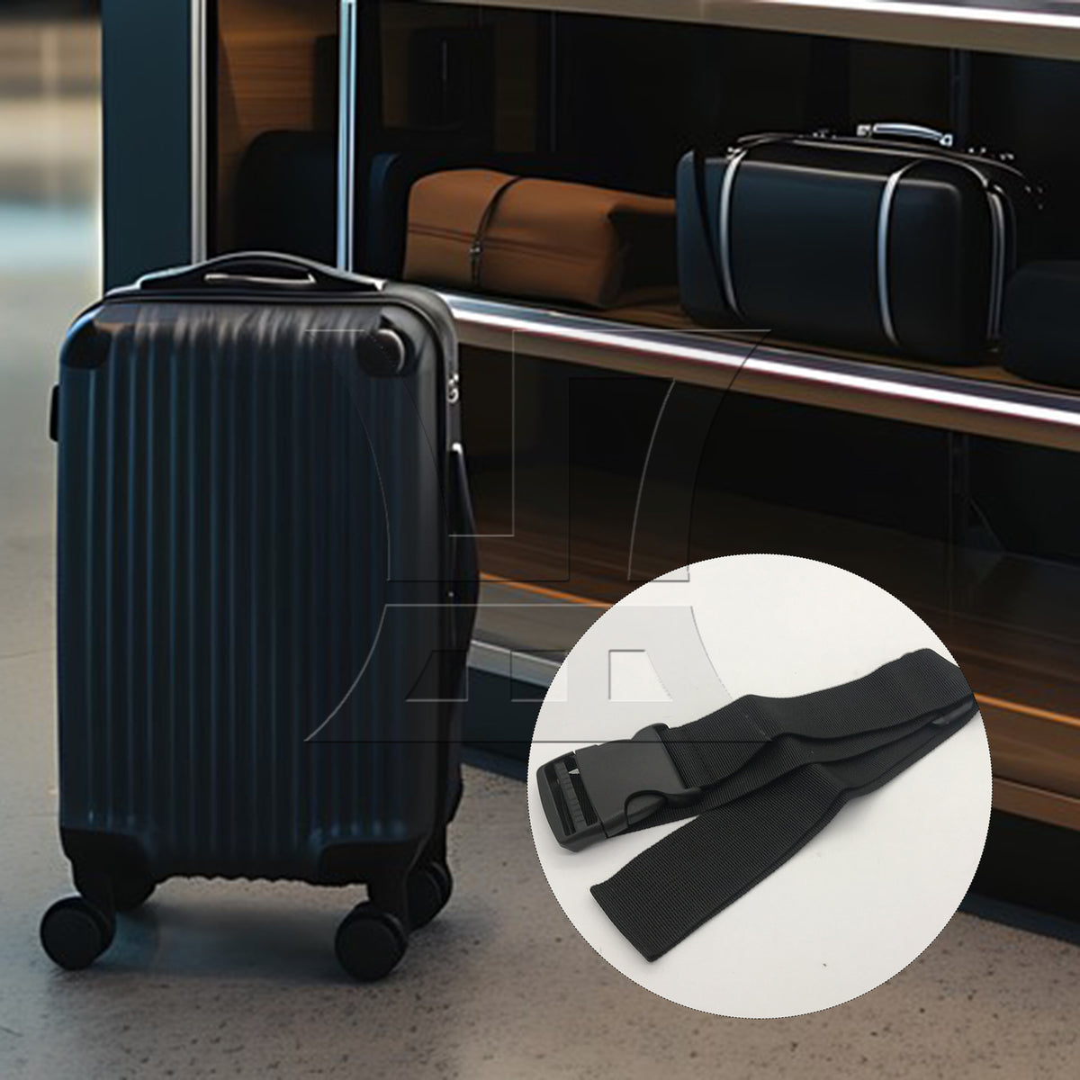 BQLZR 1pc Luggage Strap Width 5cm x Length 100cm No Elastic Black for Long-Distance Travel Business Travel