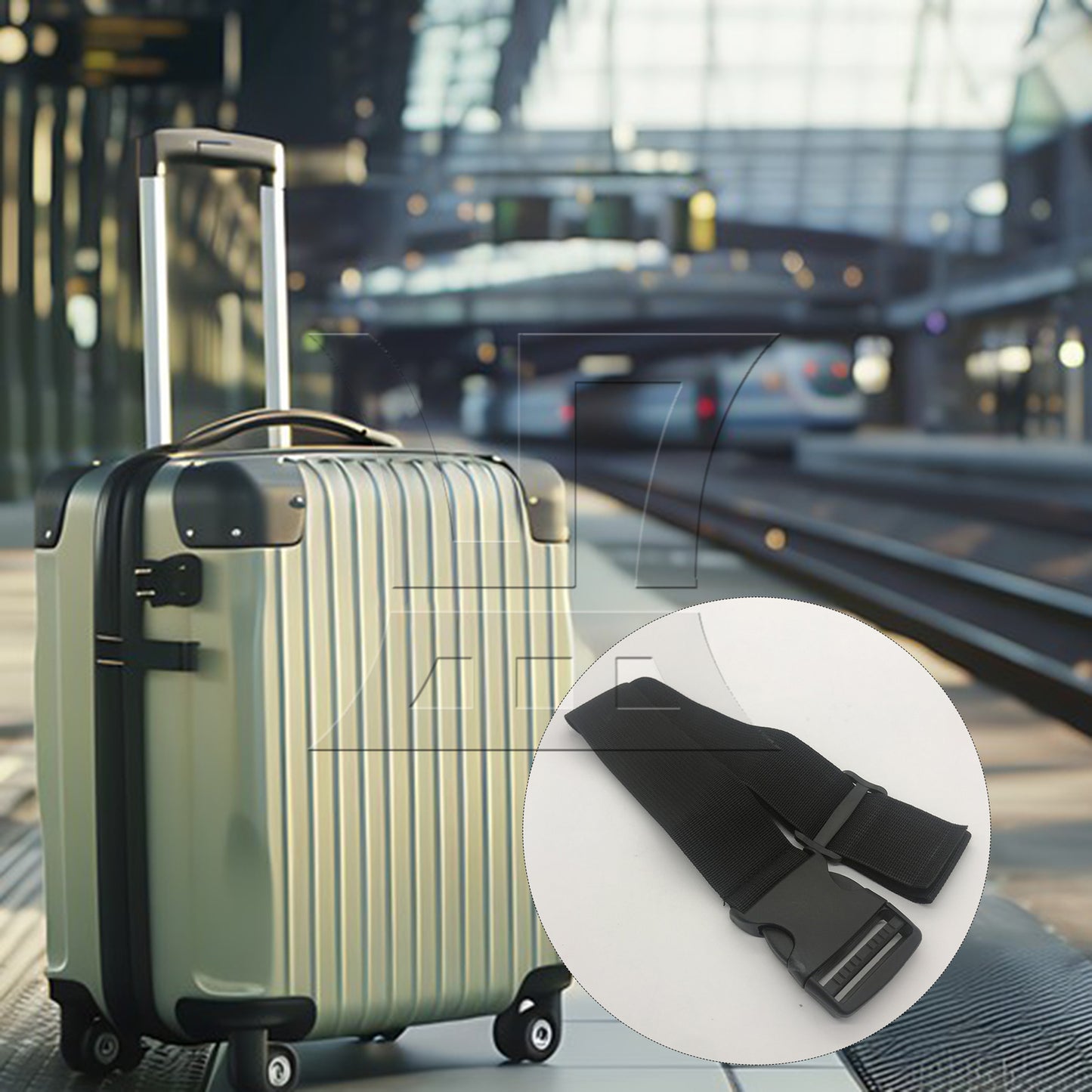 BQLZR 1pc Luggage Strap Width 5cm x Length 150cm No Elastic Black for Long-Distance Travel Business Travel
