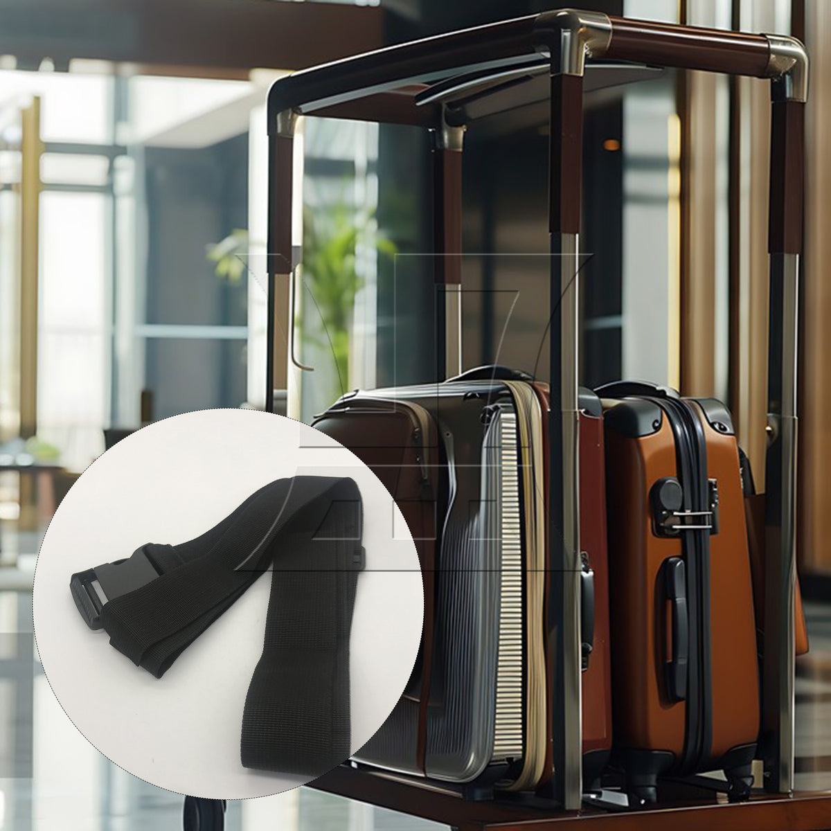 BQLZR 1pc Luggage Strap Width 5cm x Length 200cm Non-Elastic Black for Long-Distance Travel Business Travel