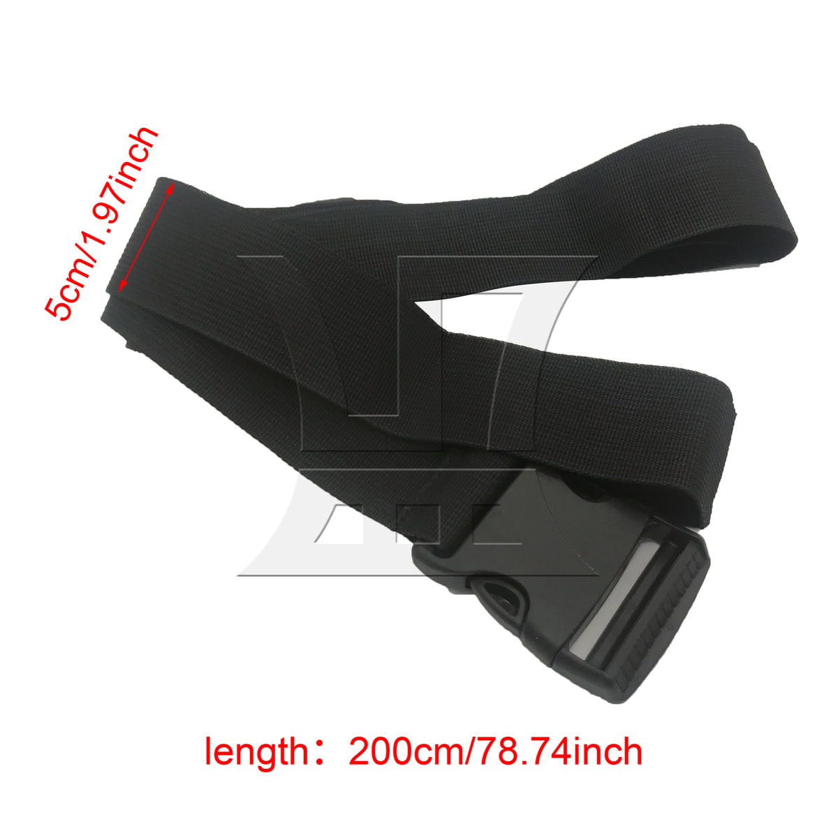 BQLZR 1pc Luggage Strap Width 5cm x Length 200cm Non-Elastic Black for Long-Distance Travel Business Travel