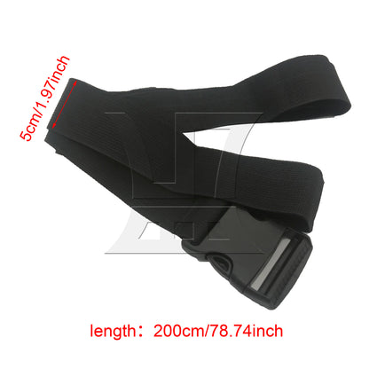 BQLZR 1pc Luggage Strap Width 5cm x Length 200cm Non-Elastic Black for Long-Distance Travel Business Travel