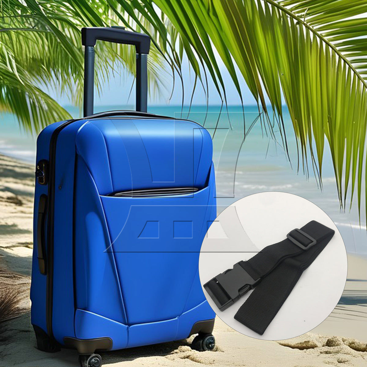 BQLZR 1pc Luggage Strap Width 5cm x Length 180cm No Elastic Black for Long-Distance Travel Business Travel