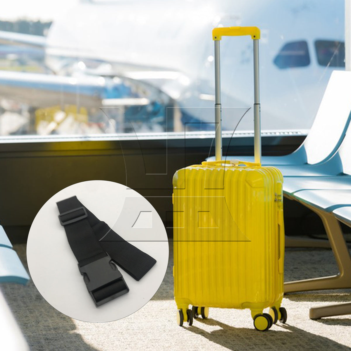 BQLZR 1pc Luggage Strap Width 5cm x Length 180cm No Elastic Black for Long-Distance Travel Business Travel