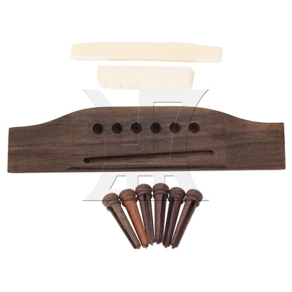 Saddle & Nut 6 String Rosewood Bridge Ebony End Pins for Acoustic Guitar Part