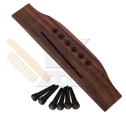 Saddle & Nut 6 String Rosewood Bridge Ebony End Pins for Acoustic Guitar Part