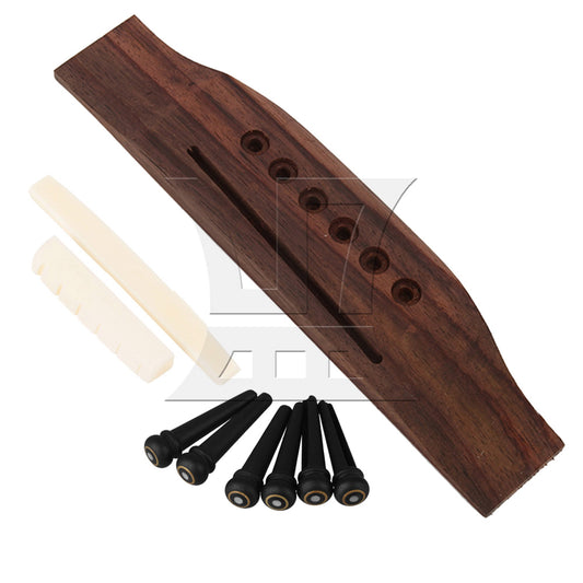 Saddle & Nut 6 String Rosewood Bridge Ebony End Pins for Acoustic Guitar Part