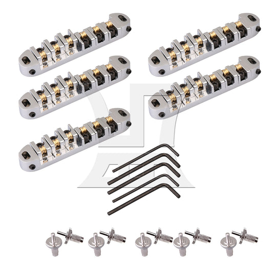 5 x Chrome Tune-O-Matic Roller Saddle Electric Guitar Bridge w/Posts & Spanner