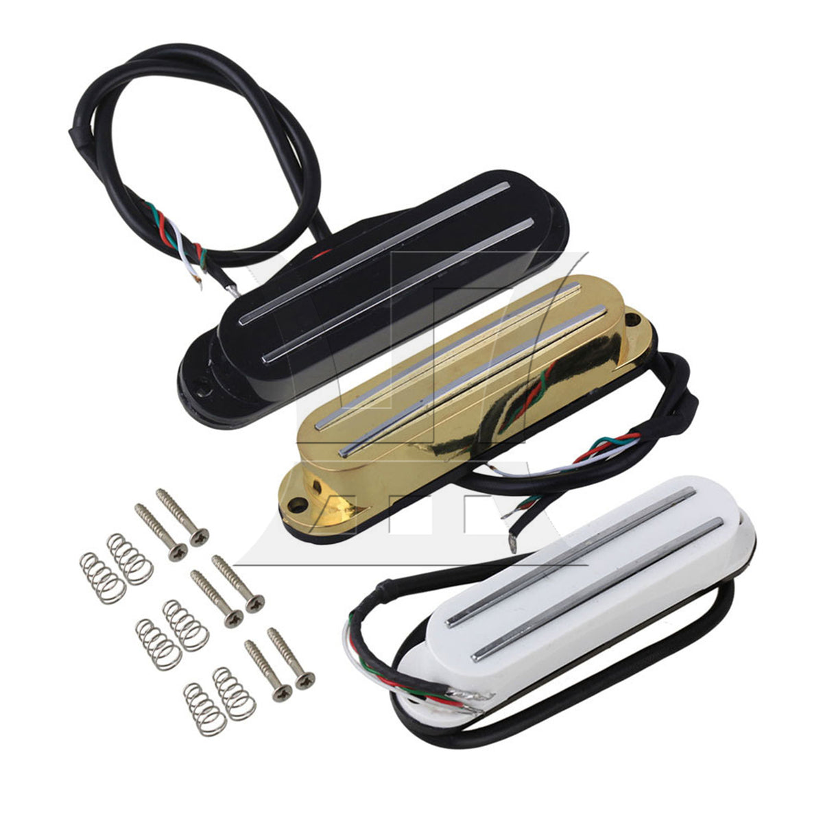 BQLZR Electric Guitar Parts Dual Rail Pickup White 4 Wires with Screws Springs Set