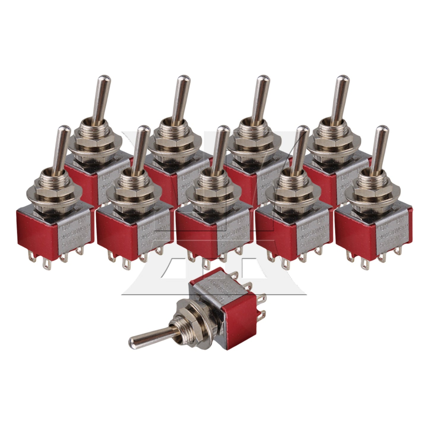 2pcs Red Electirc 2 Position Toggle Switch DPDT AC 125V 6A TGD3