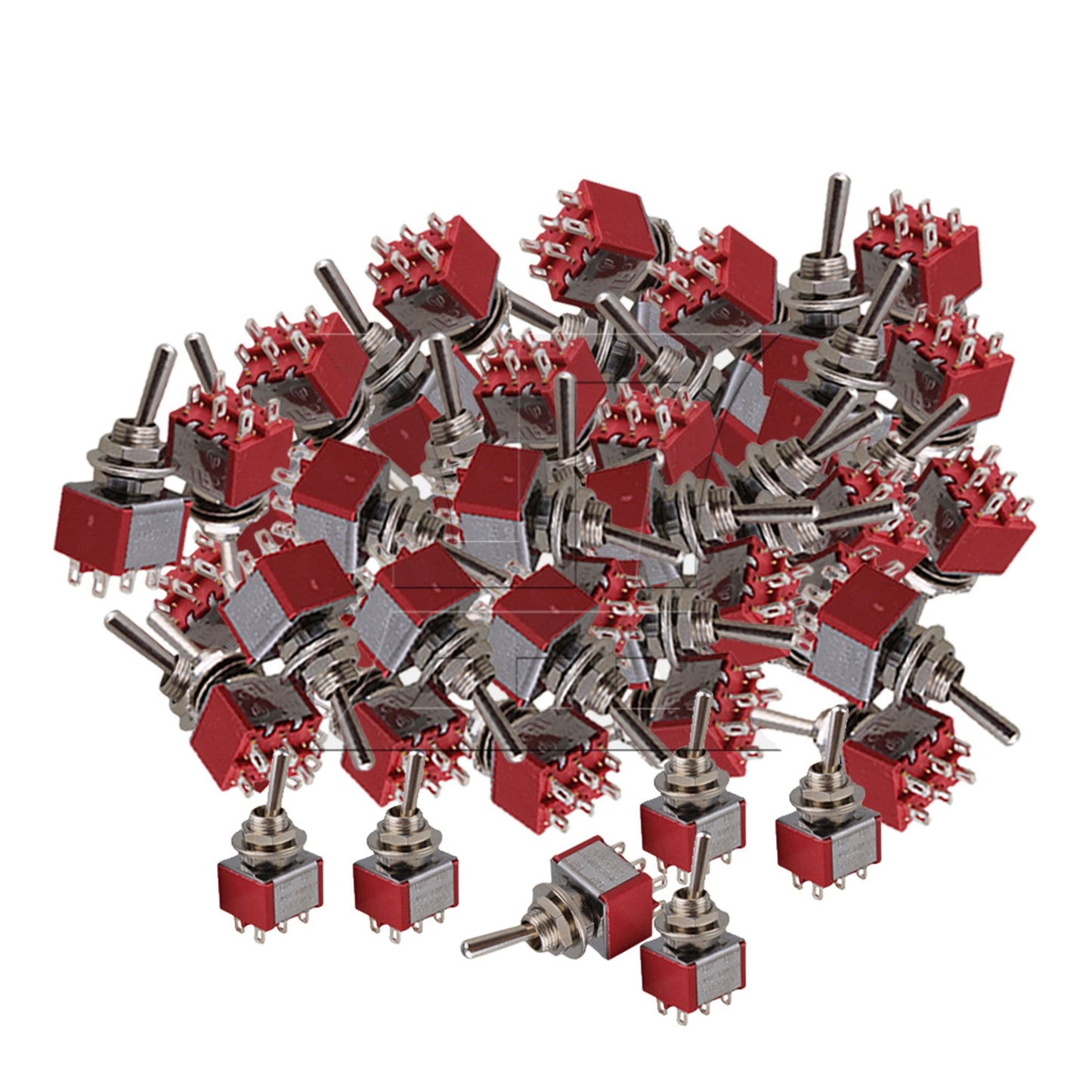 2pcs Red Electirc 2 Position Toggle Switch DPDT AC 125V 6A TGD3