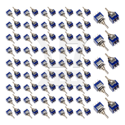 2pcs Blue Electirc 3 Position Toggle Switch DPDT AC 125V 6A TGB3
