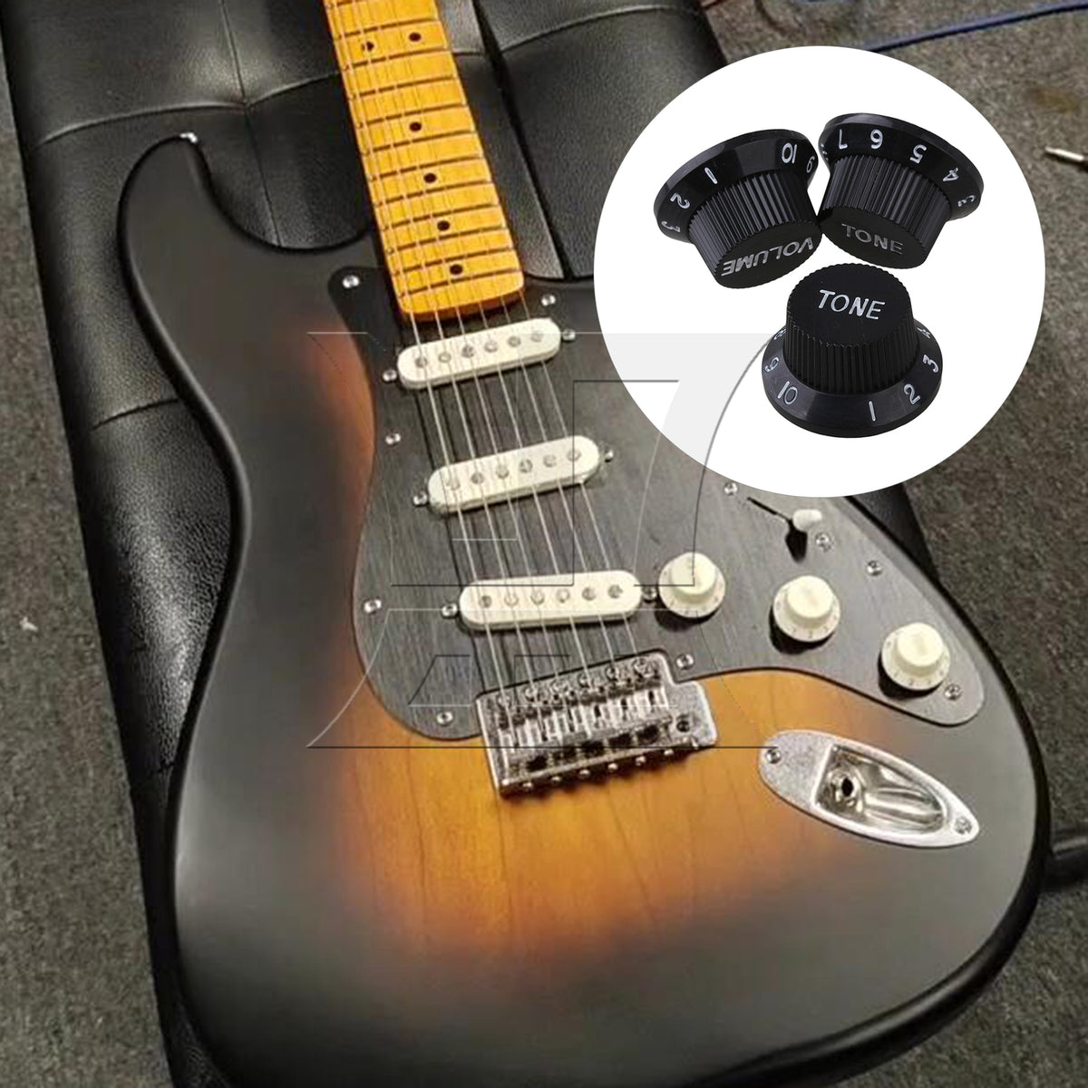 BQLZR 150x BQLZR Black Guitar Hat Speed Control Knobs Replacement White Number