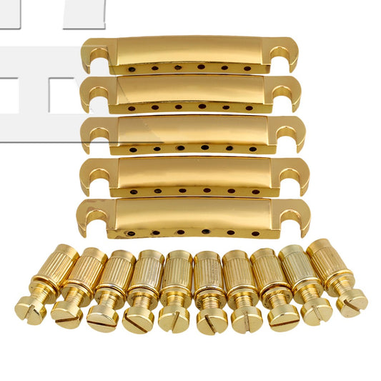 5 PCS BQLZR Gold Stop Bar Tune-O-Matic Tailpiece & Anchors for Electric Guitar