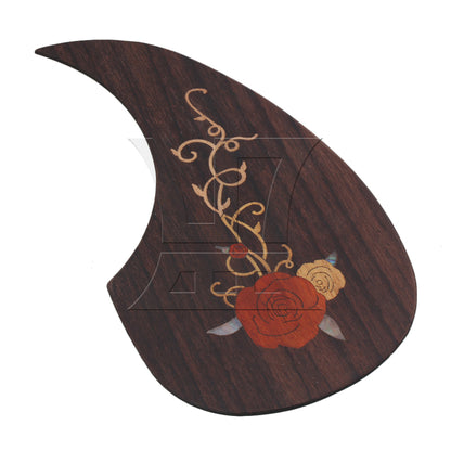 BQLZR Rosewood Rose Pattern Self Adhesive Pickguard with Arm Rest for 40-41" Guitar