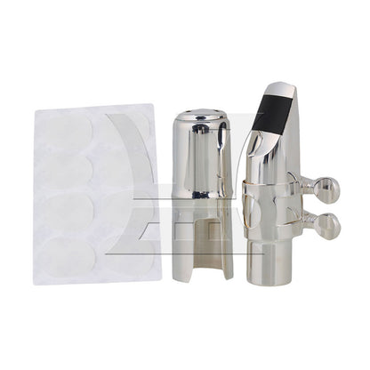 BQLZR 2Pieces Professional Sax Mouthpiece for 6# Alto E Flat Silver w/ Neck Strap