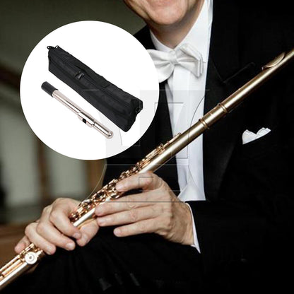 BQLZR Canvas Flute Carrying Bag with Silver 22.6cm Flute Mouthpiece Head Joint