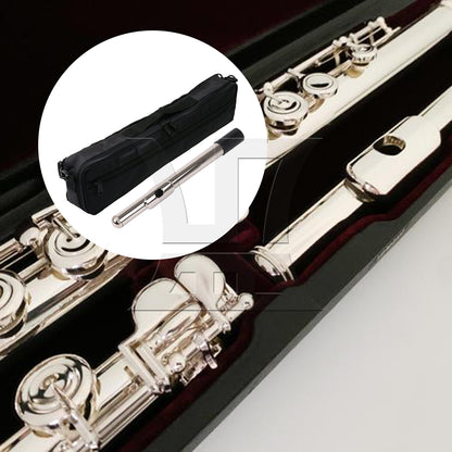 BQLZR Canvas Flute Carrying Bag with Silver 22.6cm Flute Mouthpiece Head Joint