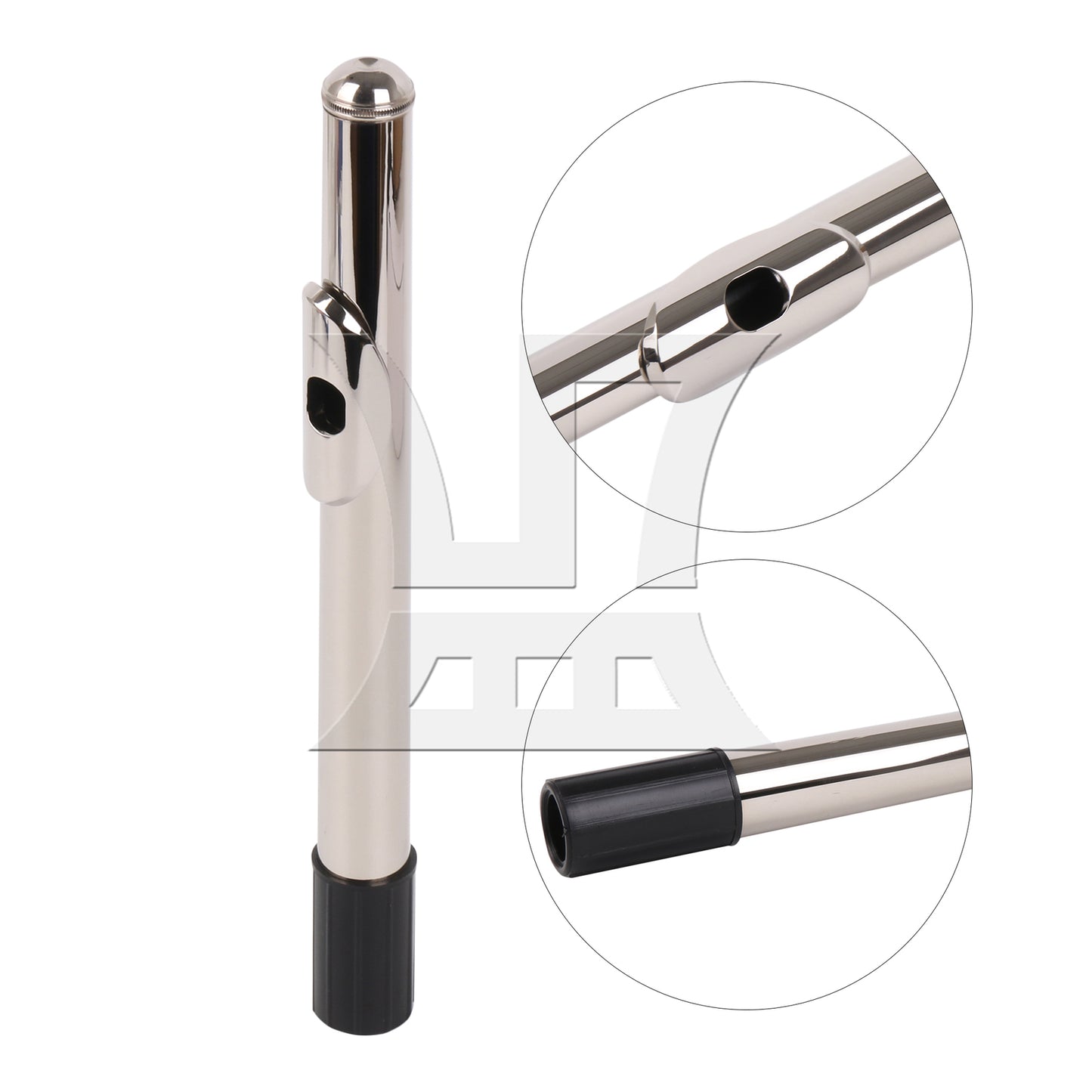 BQLZR Canvas Flute Carrying Bag with Silver 22.6cm Flute Mouthpiece Head Joint