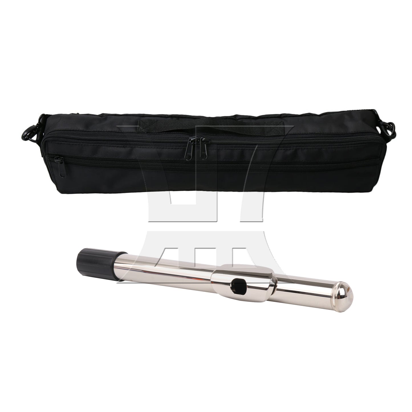 BQLZR Canvas Flute Carrying Bag with Silver 22.6cm Flute Mouthpiece Head Joint