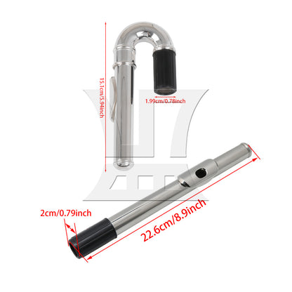BQLZR Flutes Replacement Metal Silver-plated Flute Curved Head Joint And Mouthpiece