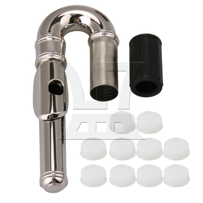 BQLZR Nickel Plated Flute Curved Head Joint & 10 Soft Silicone Flute Open Hole Plugs