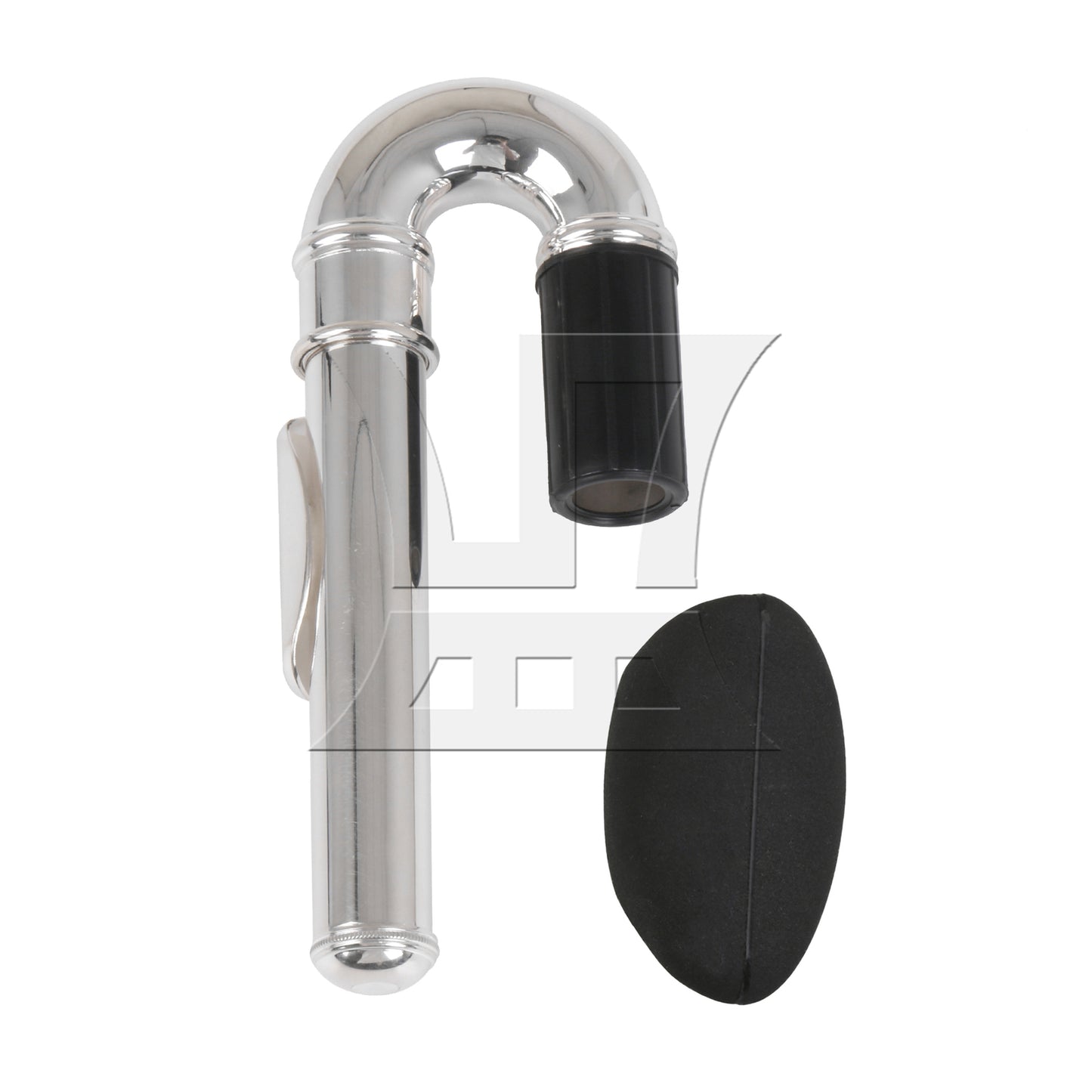 BQLZR Nickel Plated Flute Curved Head Joint & Black Rubber Flute Thumb Rest Cushion
