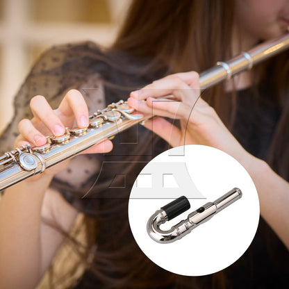 BQLZR Nickel Plated Flute Curved Head Joint & Black Rubber Flute Thumb Rest Cushion