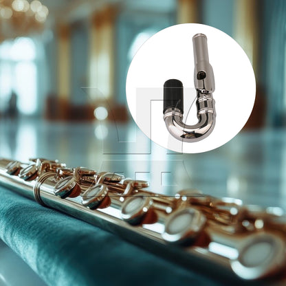 BQLZR Nickel Plated Flute Curved Head Joint & Black Rubber Flute Thumb Rest Cushion