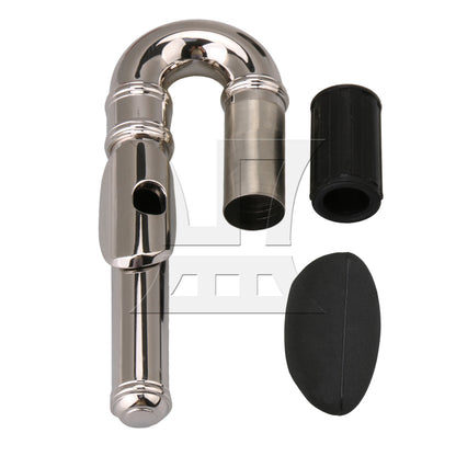 BQLZR Nickel Plated Flute Curved Head Joint & Black Rubber Flute Thumb Rest Cushion