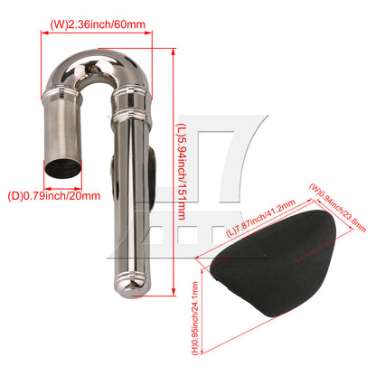 BQLZR Nickel Plated Flute Curved Head Joint & Black Rubber Flute Thumb Rest Cushion