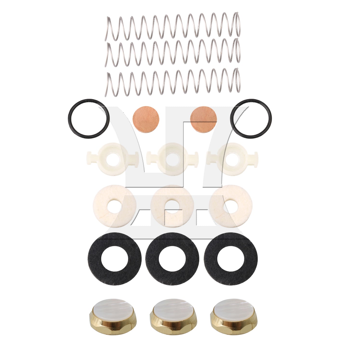 BQLZR Bb Trumpet Spring Kit Felt Washer Abalone Shell Finger Button Set of 19