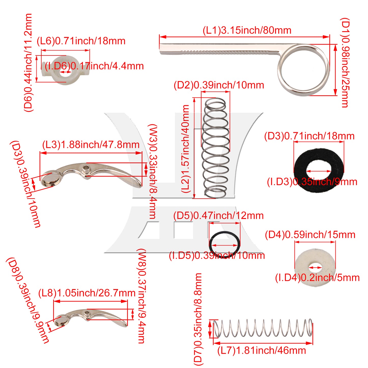 BQLZR Valve Spring with Screw and Key Trumpet Finger Button Replacement Part Kit