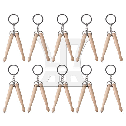 BQLZR 2 x Practice Set Wood Drum Stick Keychain w/ Rubber Mute Drumstick Silent End
