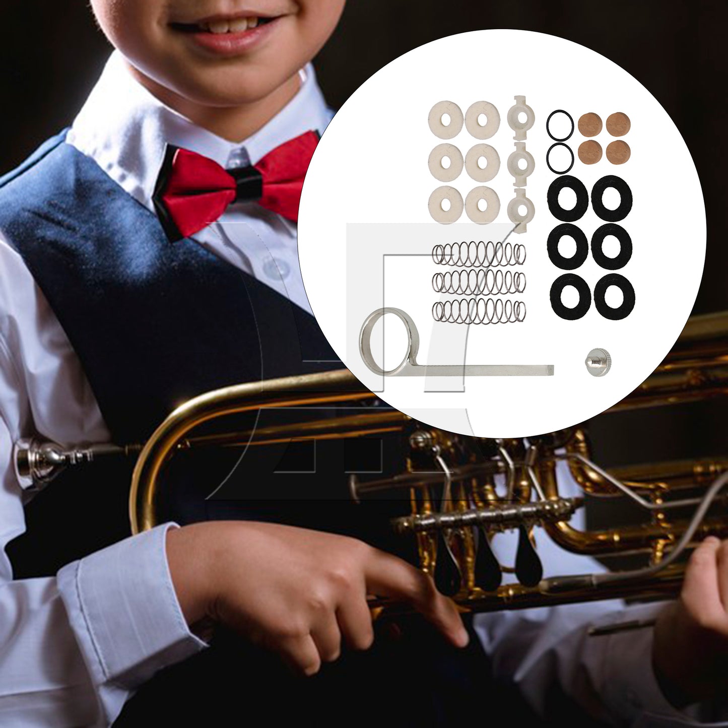 BQLZR 26 Pieces Trumpet Repair Parts with Finger Buttons Valve Cap Drain Valve